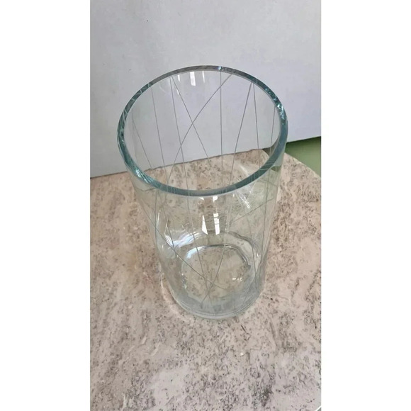 Vintage Create And Barrel Clear Classic Large Cut Glass Design Tall Flower Vase - Picture 2 of 6